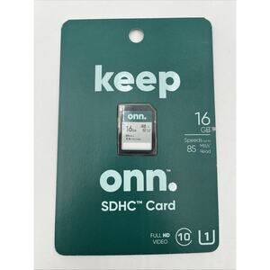 ONN 16GB SDHC Flash Memory Card - Class 10 UI 3.5hr HD Video / 2840 Photos NEW